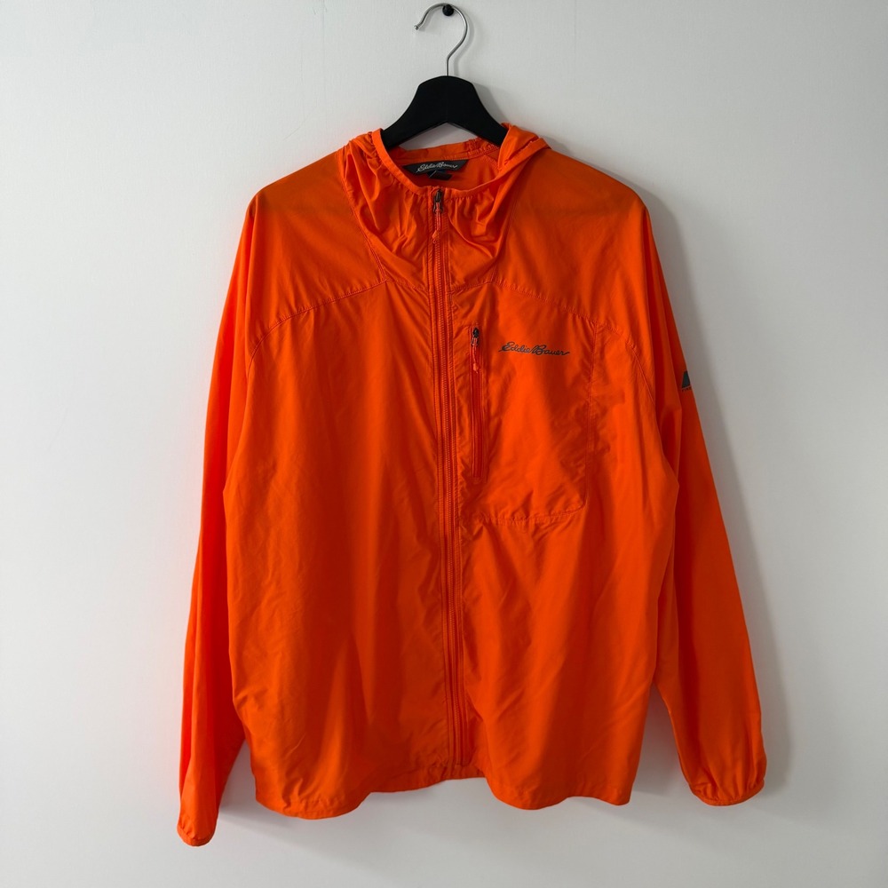 Eddie Bauer First Ascent Mens XL Orange Hooded Windbreaker Jacket 31232936 Spr22